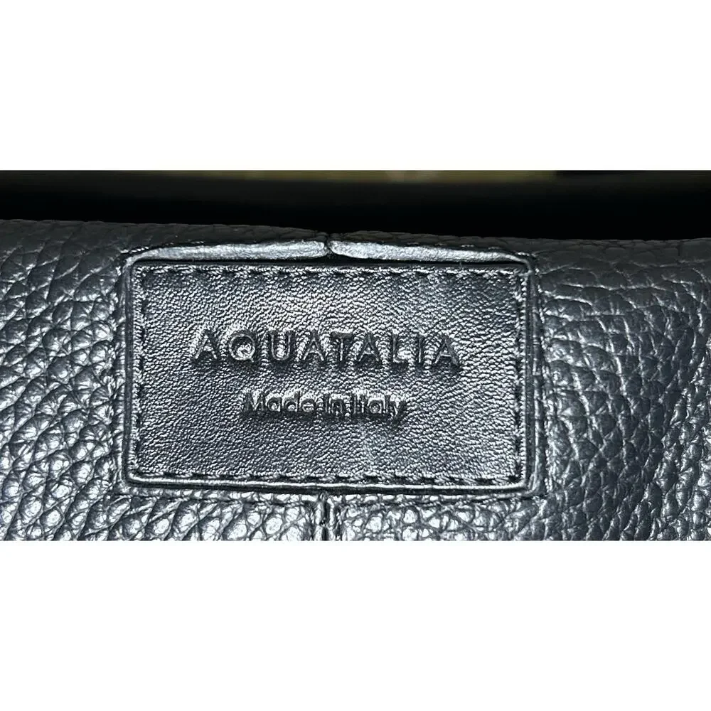 Aquatalia Made in Italy Black Leather Cargo Duffel Shoulder Bag